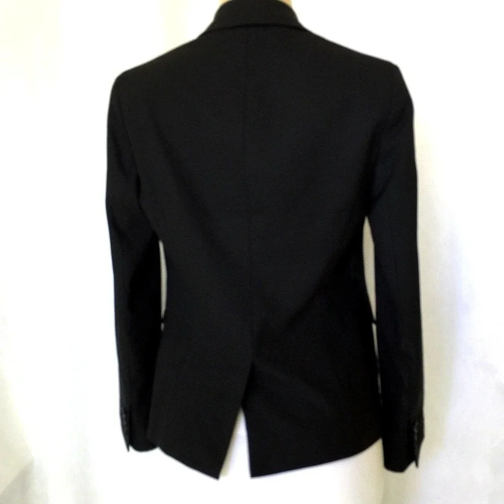 J CREW Blazer Jacket Black Wool Blend Peak Lapel One Button Lined 4 S 71…